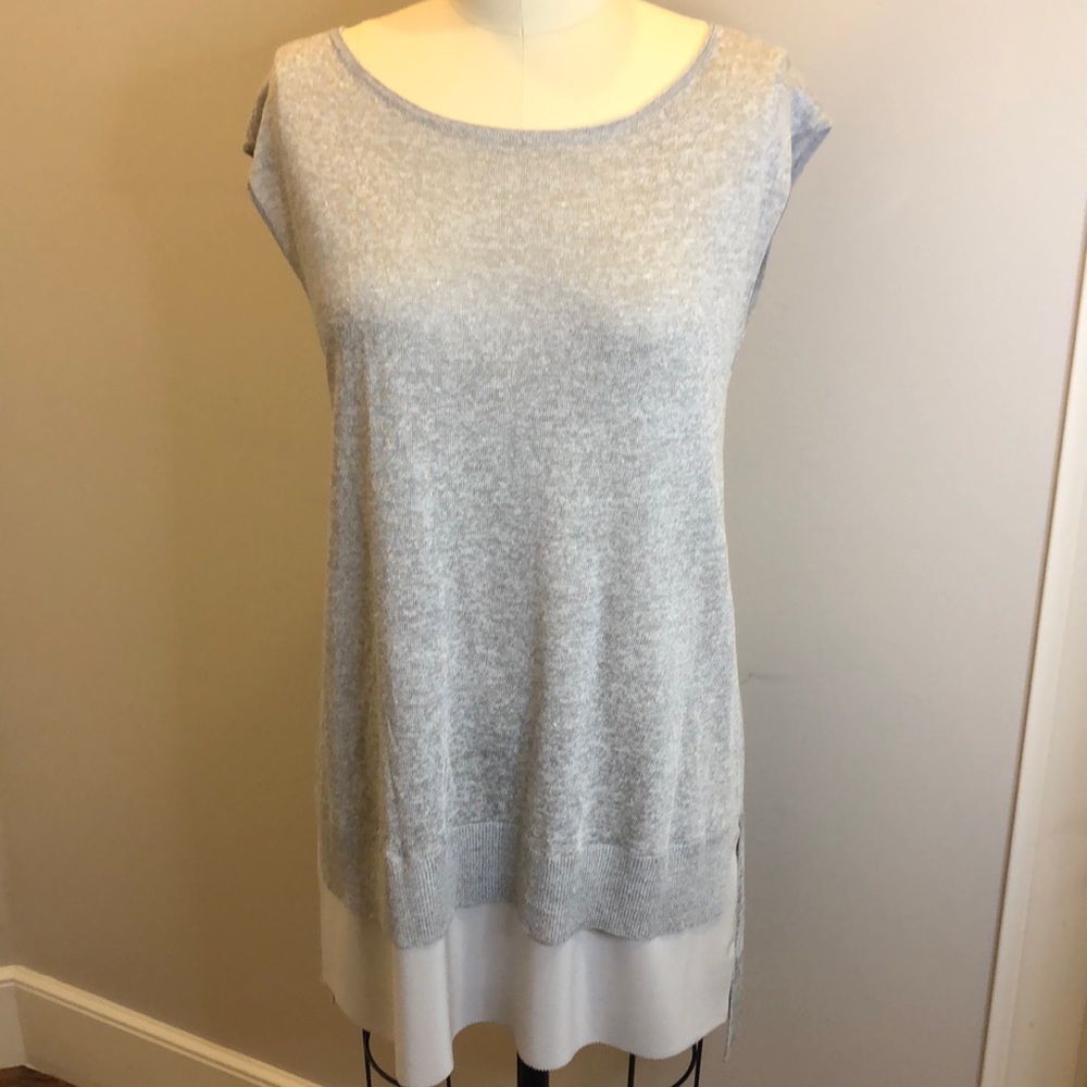 Eileen Fisher Gray and White Tunic Top